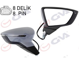 DIŞ DİKİZ AYNASI SAĞ LEON 12 ELEKTRİKLİ KATLANIR ISITMALI SENSÖRLÜ SİNYALLİ ASTARLI KONVEKS VM-367EBR