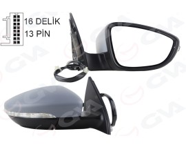 DIŞ DİKİZ AYNASI SAĞ PASSAT 11 ELEKTRİKLİ ISITMALI KATLANIR Ç.SİNYALLİ HAFIZALI ASTARLI KONVEKS 13 FİŞ VM-6194NEBCR