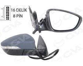 DIŞ DİKİZ AYNASI SAĞ PASSAT 11 ELEKTRİKLİ ISITMALI KATLANIR SİNYALLİ ASTARLI KONVEKS 8 FİŞ VM-6194EBR