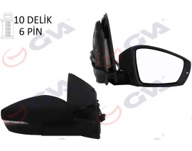 DIŞ DİKİZ AYNASI SAĞ POLO 09 ELEKTRİKLİ ISITMALI SİNYALLİ ASFERİK 6 FİŞ VM-388NEHR