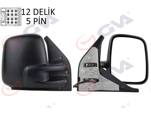 DIŞ DİKİZ AYNASI SAĞ TRANSPORTER T5 CARAVELLE 04 ELEKTRİKLİ ISITMALI ASTARLI KONVEKS 5 FİŞ VM-373EHPR