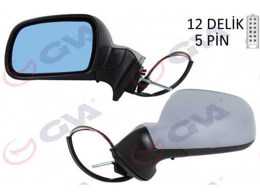 DIŞ DİKİZ AYNASI SOL 407 05 ELEKTRİKLİ ISITMALI MAVİ CAM ASTARLI KONVEKS 5 FİŞ VM-204EHPL
