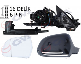 DIŞ DİKİZ AYNASI SOL A4 08 ELEKTRİKLİ ISITMALI ASTARLI ASFERİK 6 FİŞ VM-018EHPAL