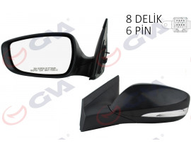 DIŞ DİKİZ AYNASI SOL BLUE 12 ELEKTRİKLİ ISITMALI SİNYALLİ SİYAH KAPAK DÜZ CAM 6 FİŞ VM-6451NEHL