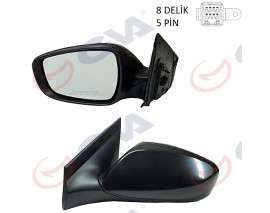 DIŞ DİKİZ AYNASI SOL BLUE 12 ELEKTRİKLİ ISITMALI SİYAH KAPAK DÜZ CAM 5 FİŞ VM-6451EL