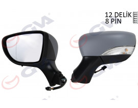 DIŞ DİKİZ AYNASI SOL CLIO 12 ELEKTRİKLİ ISITMALI ASTARLI SİNYALLİ ASFERİK VM-6126EHPAL