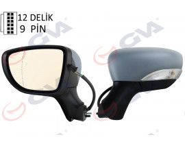 DIŞ DİKİZ AYNASI SOL CLIO 17 ELEKTRİKLİ KATLANIR ISITMALI SİNYALLİ ASTARLI ASFERİK VM-6126EBPAL