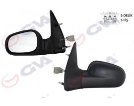 DIŞ DİKİZ AYNASI SOL CLIO 94-98 ELEKTRİKLİ ISITMALI DÜZ CAM 5 FİŞ VM-126EHL