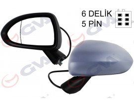 DIŞ DİKİZ AYNASI SOL CORSA D 06 ELEKTRİKLİ ISITMALI ASTARLI ASFERİK 5 FİŞ VM-964EHPAL 13187615