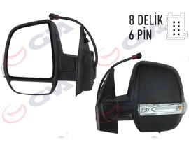DIŞ DİKİZ AYNASI SOL DOBLO 11 ELEKTRİKLİ ISITMALI SİNYALLİ ÇİFT CAM KONVEKS 6 FİŞ VM-669EHPL