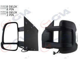 DIŞ DİKİZ AYNASI SOL DUCATO-BOXER-JUMPER 06 ELEKTRİKLİ ISITMALI SİNYALLİ UZUN KOL KONVEKS VM-6203NEHSL