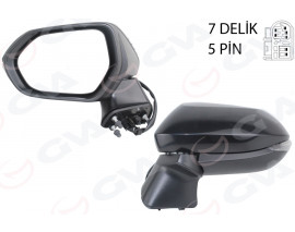DIŞ DİKİZ AYNASI SOL ELEKTİKLİ SİNYALLİ KONV SİYAH 5 PİN Lİ TOYOTA COROLLA 19-