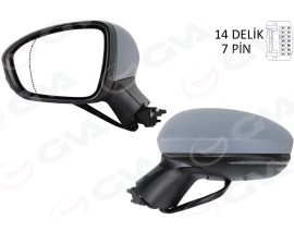 DIŞ DİKİZ AYNASI SOL ELEKTRİKLİ ISITMALI SİNYALLİ ASTARLI ASFERİK CLIO V 19- 12H7P