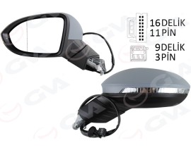 DIŞ DİKİZ AYNASI SOL ELEKTRİKLİ ISITMALI SİNYALLİ ASTARLI HAFIZALI KÖR NOKTALI ASFERİK VW GOLF 20