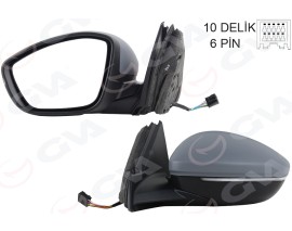 DIŞ DİKİZ AYNASI SOL ELEKTRİKLİ ISITMALI SİNYALLİ ASTARLI KONVEKS 208 19- CORSA F 19- 10H6P