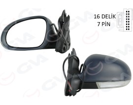 DIŞ DİKİZ AYNASI SOL ELEKTRİKLİ ISITMALI SİNYALLİ HAFIZALI ASTARLI ASFERİK VW GOLF 20