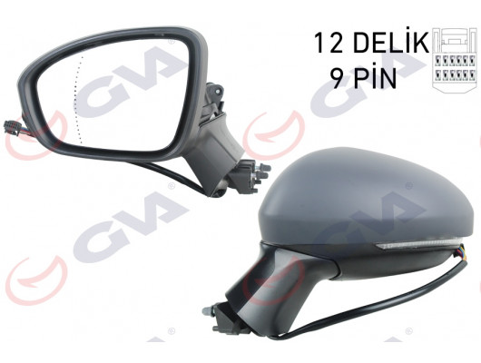 DIŞ DİKİZ AYNASI SOL ELEKTRİKLİ ISITMALI SİNYALLİ KATLANIR ASTARLI ASFERİK CLIO V 19- 12H9P
