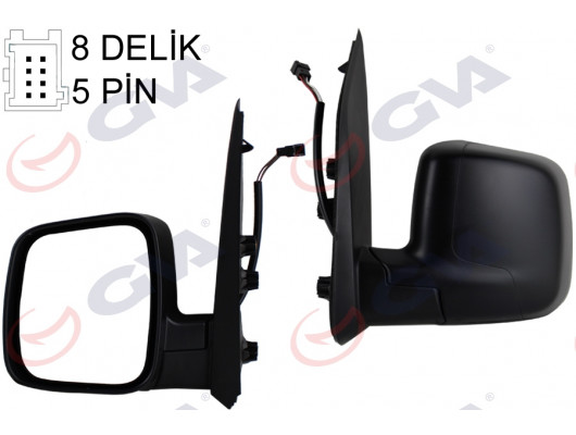 DIŞ DİKİZ AYNASI SOL FIORINO-BIPPER-NEMO 07 ELEKTRİKLİ ISITMALI KONVEKS 5 FİŞ VM-6115EHL
