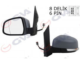 DIŞ DİKİZ AYNASI SOL FOCUS 08 ELEKTRİKLİ ISITMALI SİNYALLİ ASTARLI ASFERİK 6 FİŞ VM-6304EHPAL