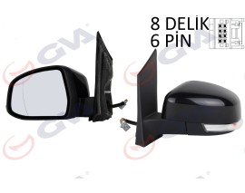 DIŞ DİKİZ AYNASI SOL FOCUS II 08 11 ELEKTRİKLİ ISITMALI SİNYALLİ ASFERİK 6 FİŞ VM-6304EHAL KAPAKLI