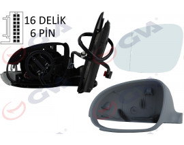 DIŞ DİKİZ AYNASI SOL GOLF 03 ELEKTRİKLİ ISITMALI SİNYALLİ ASTARLI ASFERİK 6 FİŞ VM-197EHPAL