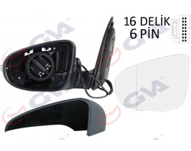 DIŞ DİKİZ AYNASI SOL GOLF 09 ELEKTRİKLİ ISITMALI ASTARLI SİNYALLİ ASFERİK 6 FİŞ VM-6197EHPAL