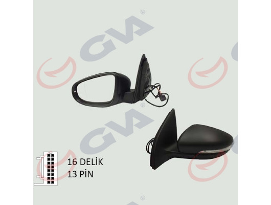 DIŞ DİKİZ AYNASI SOL GOLF 09 ELEKTRİKLİ ISITMALI SİNYALLİ ASFERİK 6 FİŞ VM-6197EHPAL
