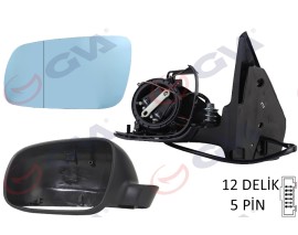 DIŞ DİKİZ AYNASI SOL GOLF-BORA 98 ELEKTRİKLİ ISITMALI SİYAH ASTARLI MAVİ CAM BÜYÜK TİP 5 FİŞ VM-188AL