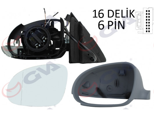 DIŞ DİKİZ AYNASI SOL JETTA 04 GOLF V 05 ELEKTRİKLİ ISITMALI SİNYALLİ ASTARLI ASFERİK 7 FİŞ VM-381EHPAL