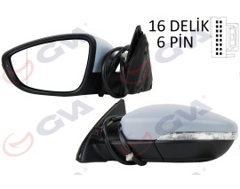 DIŞ DİKİZ AYNASI SOL JETTA 11 ELEKTRİKLİ ISITMALI SİNYALLİ ASTARLI ASFERİK 7 FİŞ VM-6381EHPAL