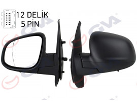 DIŞ DİKİZ AYNASI SOL KANGOO-CITAN 13 ELEKTRİKLİ ISITMALI DESENLİ ASFERİK 5 FİŞ VM-6132EHAL