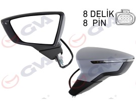 DIŞ DİKİZ AYNASI SOL LEON 12 ELEKTRİKLİ KATLANIR ISITMALI SENSÖRLÜ SİNYALLİ ASTARLI KONVEKS VM-367EBL