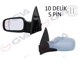 DIŞ DİKİZ AYNASI SOL MEGANE 02 ELEKTRİKLİ ISITMALI ASTARLI ASFERİK 5 FİŞ VM-138EHPAL