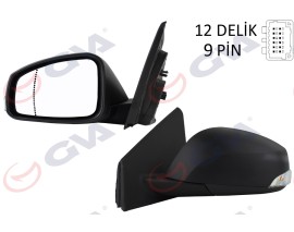 DIŞ DİKİZ AYNASI SOL MEGANE-FLUENCE 08 ELEKTRİKLİ ISITMALI SİNYALLİ SENSÖRLÜ ASFERİK 9 FİŞ VM-6138EHSAL