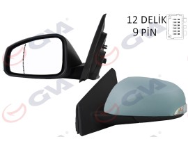 DIŞ DİKİZ AYNASI SOL MEGANE-FLUENCE 08 ELEKTRİKLİ ISITMALI SİNYALLİ SENSÖRLÜ ISITMALI ASTARLI ASFERİK 9 FİŞ VM-6138EHPSAL