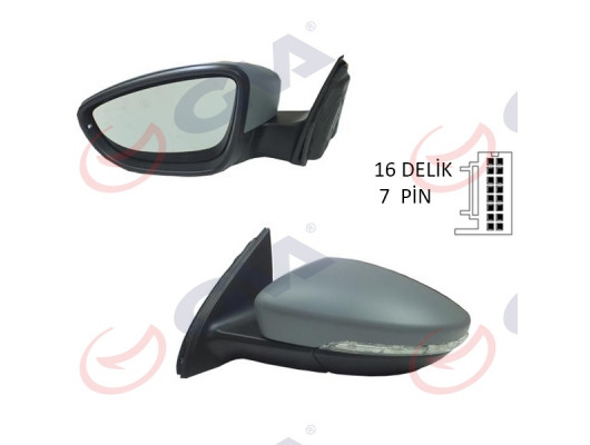 DIŞ DİKİZ AYNASI SOL PASSAT 11 ELEKTRİKLİ ISITMALI Ç.AYDINLATMALI ASTARLI ASFERİK 7 FİŞ VM-6194NEHPAL