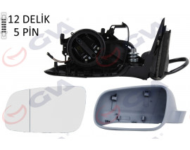 DIŞ DİKİZ AYNASI SOL PASSAT 97 ELEKTRİKLİ ISITMALI ASTARLI ASFERİK 5 FİŞ VM-189NAL