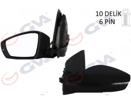 DIŞ DİKİZ AYNASI SOL POLO 09 ELEKTRİKLİ ISITMALI SİNYALLİ ASFERİK 6 FİŞ VM-388NEHAL