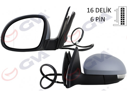 DIŞ DİKİZ AYNASI SOL TIGUAN 09 ELEKTRİKLİ ISITMALI ASTARLI SİNYALLİ ASFERİK VM-383EHPAL