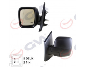 DIŞ DİKİZ AYNASI SOL TRAFIC-VİVARO 14 ELEKTRİKLİ ISITMALI DESENLİ ASFERİK 5 FİŞ VM-976EHAL
