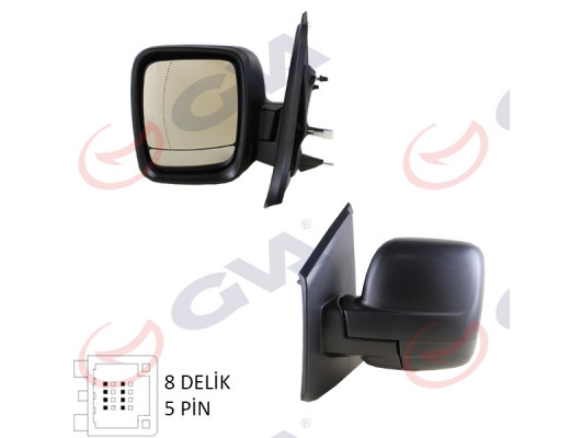 DIŞ DİKİZ AYNASI SOL TRAFIC-VİVARO 14 ELEKTRİKLİ ISITMALI DESENLİ ASFERİK 5 FİŞ VM-976EHAL