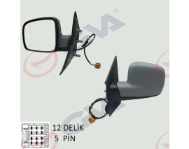 DIŞ DİKİZ AYNASI SOL TRANSPORTER T5 CARAVELLE 04 ELEKTRİKLİ ISITMALI ASTARLI ASFERİK 5 FİŞ VM-373EHPAL