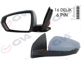 DIŞ DİKİZ AYNASI SOL VW POLO 17- ELEKTRİKLİ ISITMALI SİNYALLİ ASTARLI ASFERİK VM-6390EHPAL