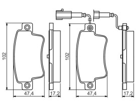 DİSK BALATA-ARKA- WVA 25451 - 102.0X47.3X17.2 MM -İKAZ KABLOLU