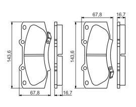DİSK BALATA. ÖN - WVA - 143.6X67.8X16.7 MM ESP SİZ ARAÇLAR