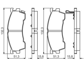 DİSK BALATA - ÖN - WVA 21754 - 131.7X51.5X15.5/16.5 MM - İKAZ KABLOLU