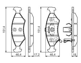 DİSK BALATA - ÖN - WVA 232666 - 151.4X46.4X17.2/18.0 MM - İKAZ KABLOLU