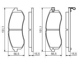 DİSK BALATA - ÖN - WVA 23879 - 151.2X56.5X14.8 MM - İKAZ KABLOLU