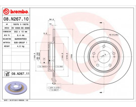DISK FREN ARKA DUZ 302-5 MITSUBISHI ASX 1.6-1.8-2.2 10 OUTLANDER 2.0-2.2 12