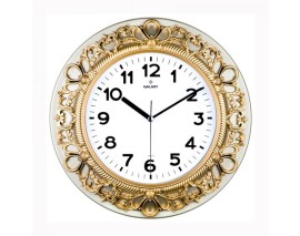 DUVAR SAATİ ALTIN SARISI ÇERÇEVE ÇAP:32.8CM AKRİLİK BOYALI 2 RENK ABS KASA MİNERAL CAM SESSİZ AKAR MAKİNE PVC KADRAN KADRAN ÖLÇÜSÜ: 205MM KADRAN BASKI ALANI: 145MM